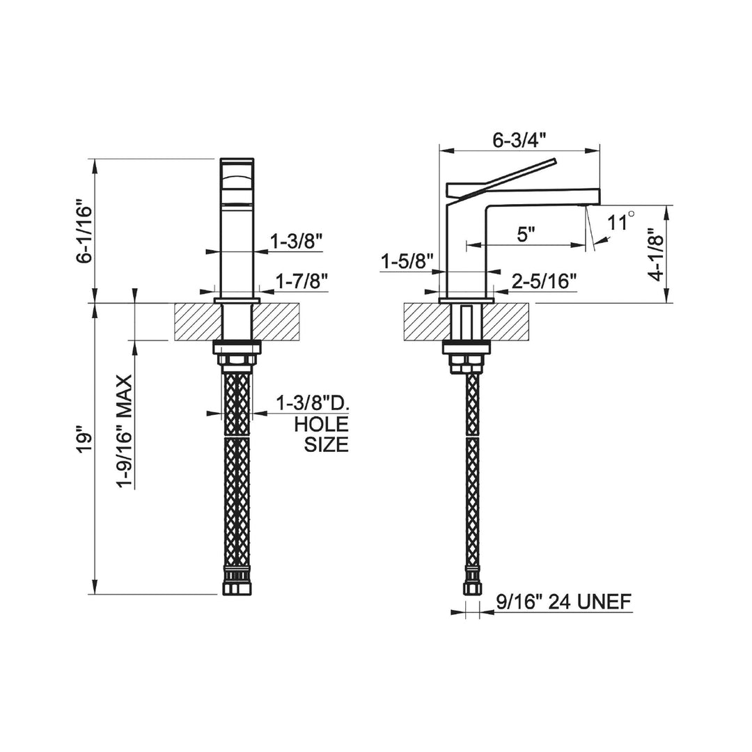 Gessi Rettangolo K Single Lever Tall Bathroom Faucet