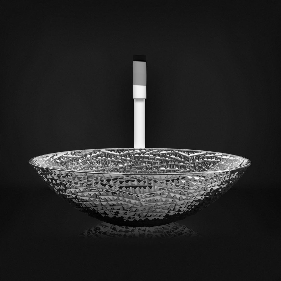 Vessel Sink Glamorous Ice Oval Lux Silver